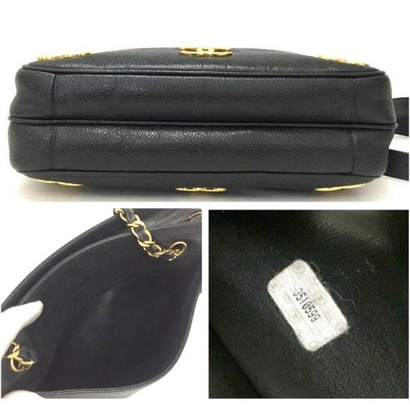 💯 Auth CHANEL Triple Coco Caviar Skin Chain Tote - Picture 7 of 8